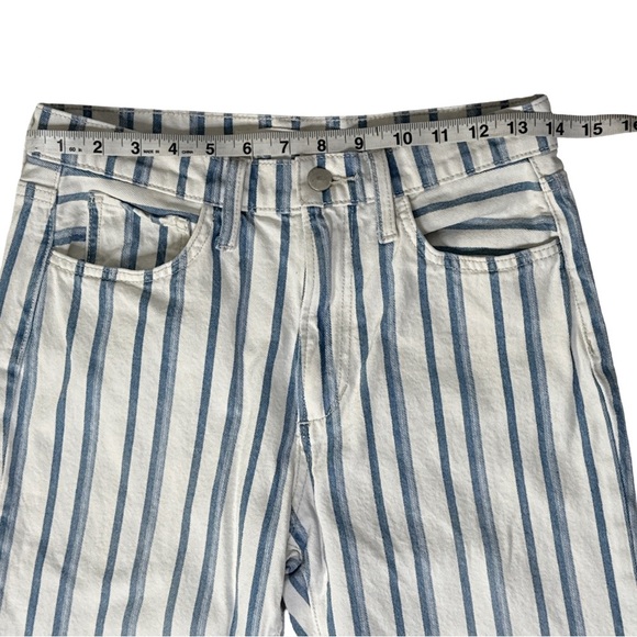 Joe’s Jeans The Blake High Rise Wide Leg Crop Jeans Blue White Striped Size 26 - Picture 9 of 10